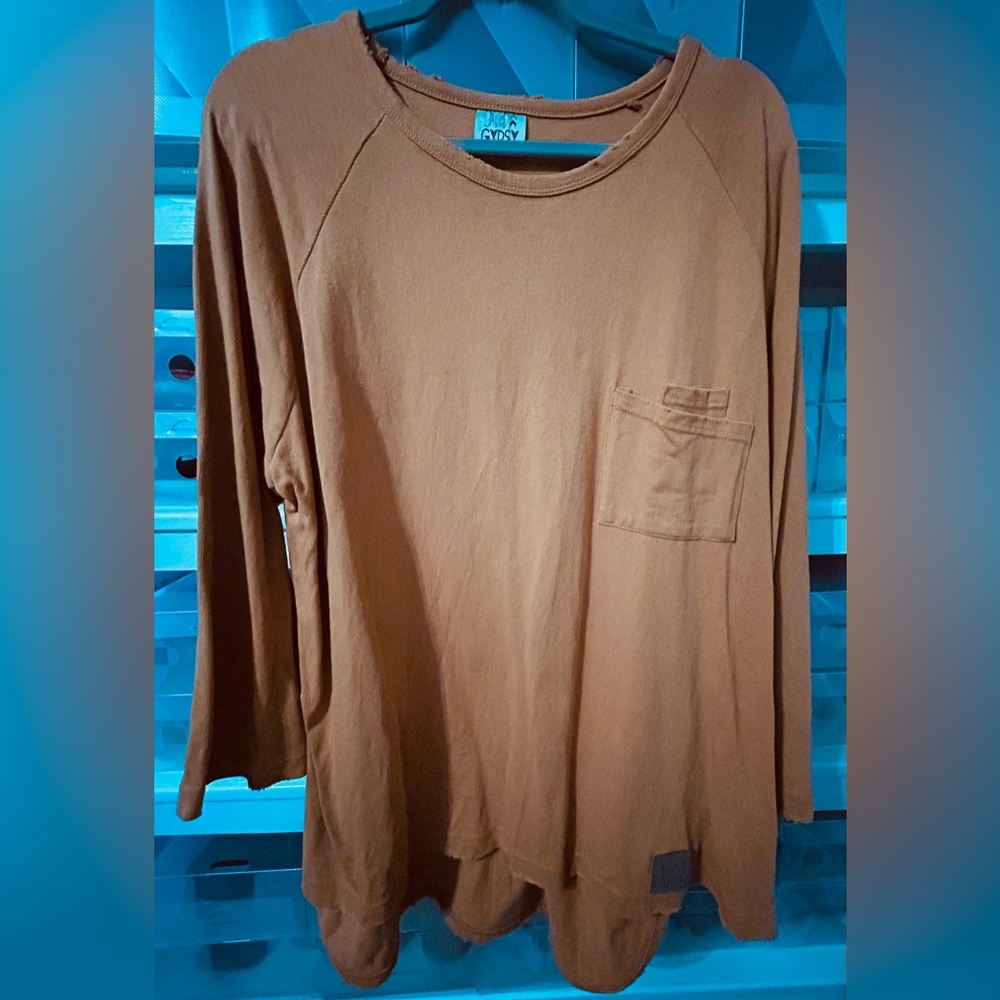 Jaded Gypsy Mustard/Gold Long Sleeve Shirt with Pocket
